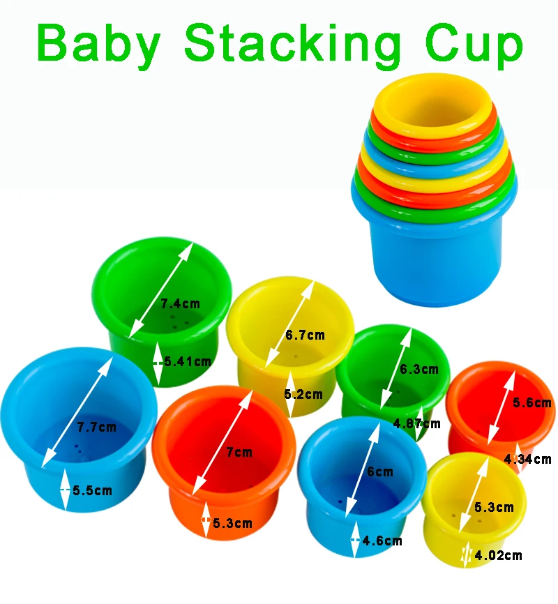 Baby Educational Stacking Cups Stacking Cups Toy Stackable 8 Pc