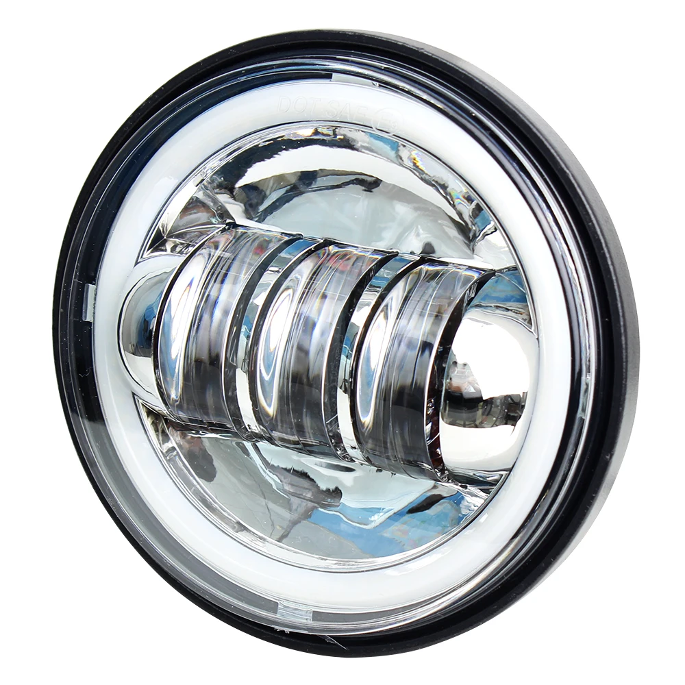 4.5 Inch LED Fog Light Auxiliary Round Passing Lamps White Halo for Motorcycle
