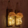 Rustic Decorative Mason Jar Sconce LED Light Wood Wall Decor