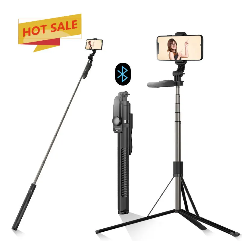 

2021 New Arrival Extendable Selfie Stick 1600mm With Ring Light Selfie Tripod Wireless Remote Shutter Palo De Selfie For Live