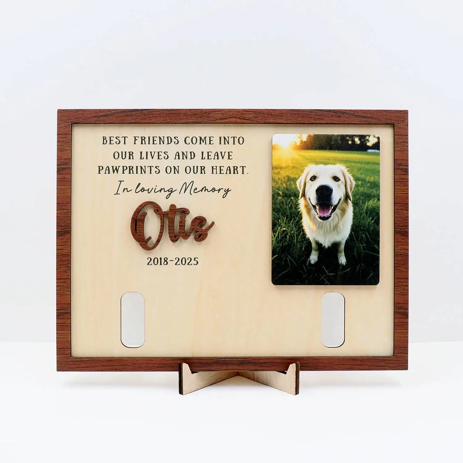 Custom Eco-Friendly Memorial Pet Collar Sign Personalized Dog Loss Wood ...