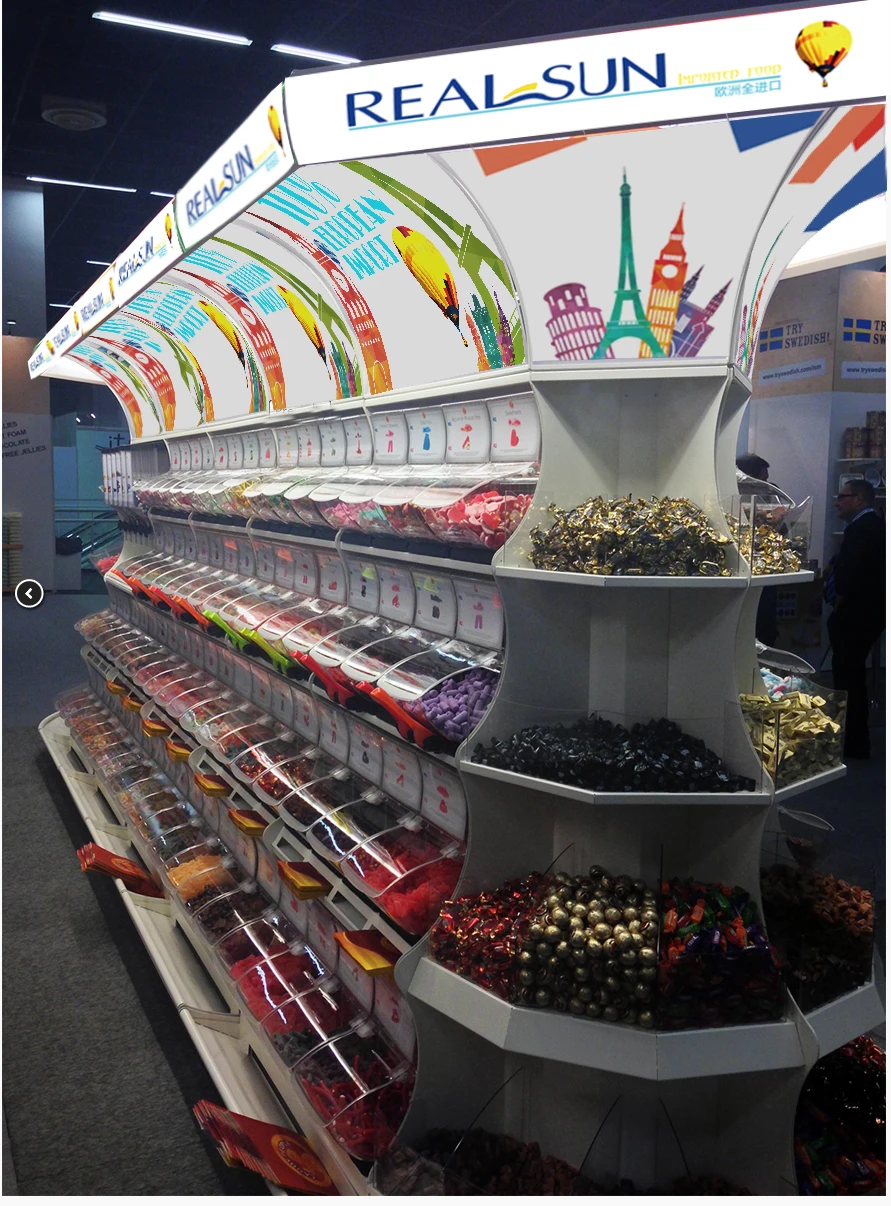 Wholesale pick and mix bulk food box candy bins for supermarket