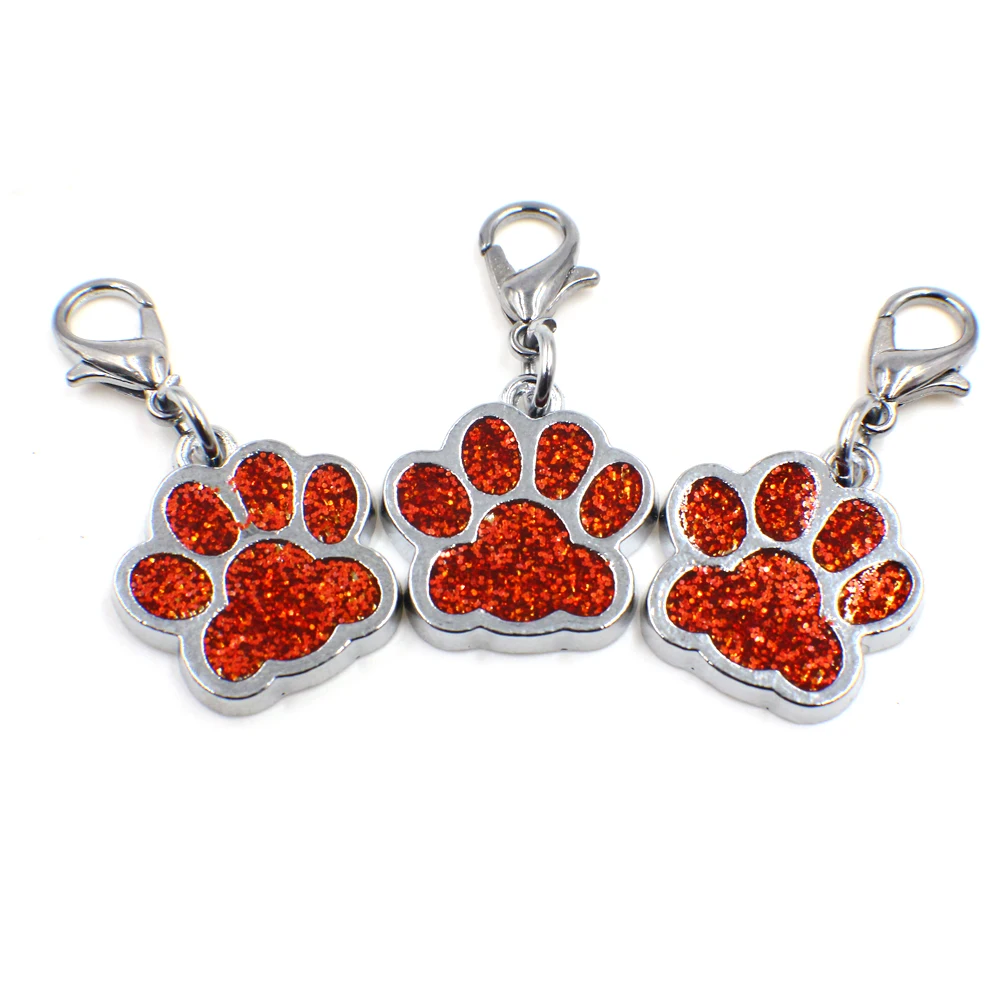 Wholesale Dog Cat Paw Charms For Jewelry Making Glitter Pendant Hang