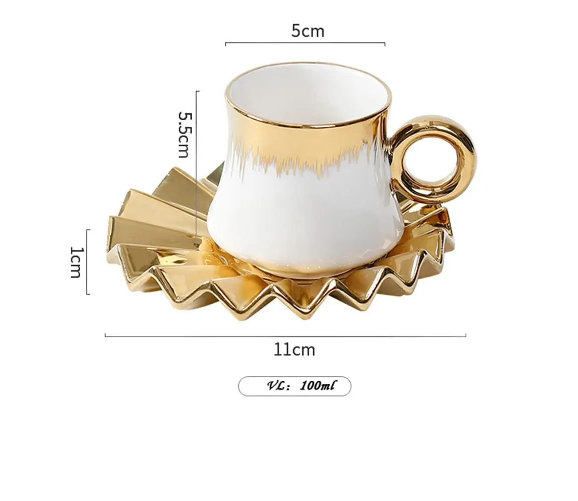 Small Espresso Cups & Saucers - Set of 6 Demitasse Cups