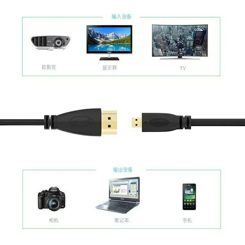Micro HDMI Male D to HDMI male A Jack Adapter Cable Convertor Nice 1080P HDMI Cable - ANKUX.COM
