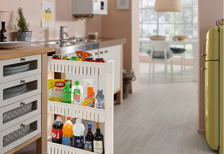 Slide Out Lagerung Turm Klapp 3 Tier Roll Castor Trolley Spice Rack