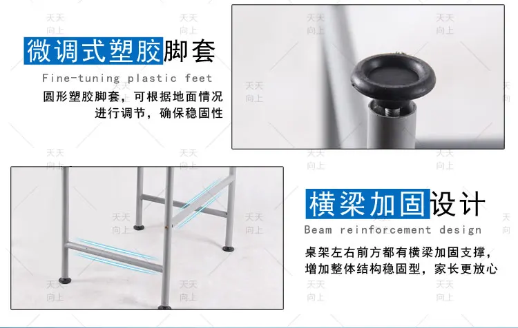 Single Seater Attached School Desks and Chair Stable School Furniture Classroom Student 2-Piece Set Writing Desk