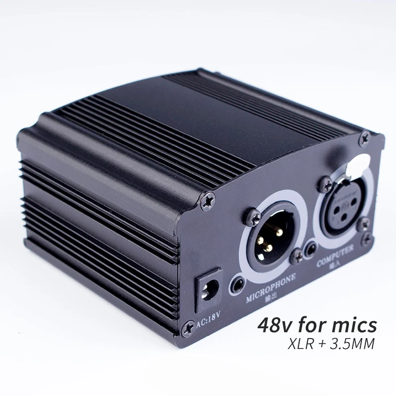 Professional 48v Condenser Microphone Phantom Power Supply For