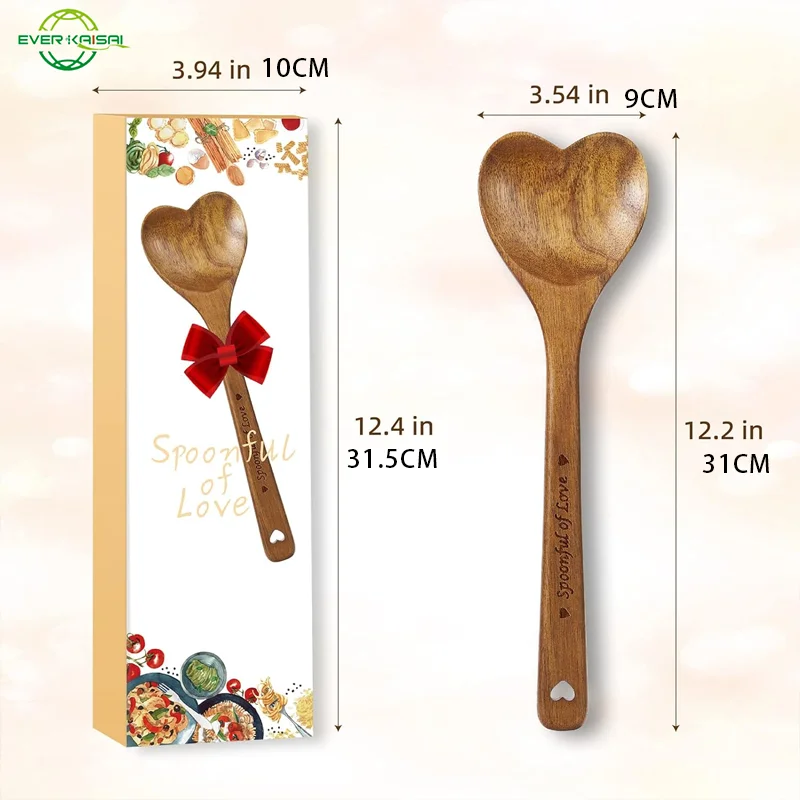 Heart Shaped Wooden Spoon Kitchenware for Cooking with Love Acacia Wood ...