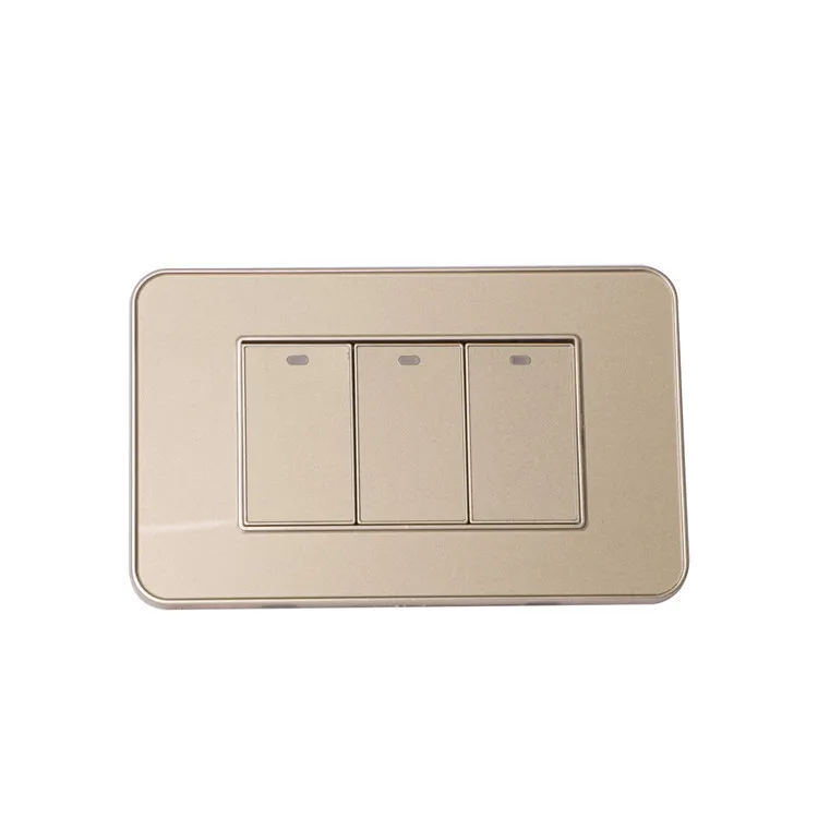 3 gang 1way on off tact electric wall switch