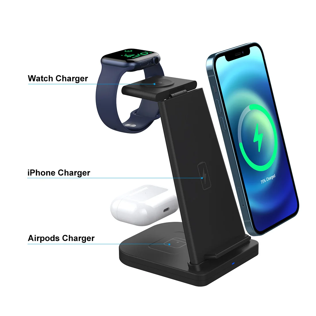 
3 in 1 Wireless Charger Stand for iphone 12 Pro Max Charger Dock Station Charger for Airpods Apple Watch Series 