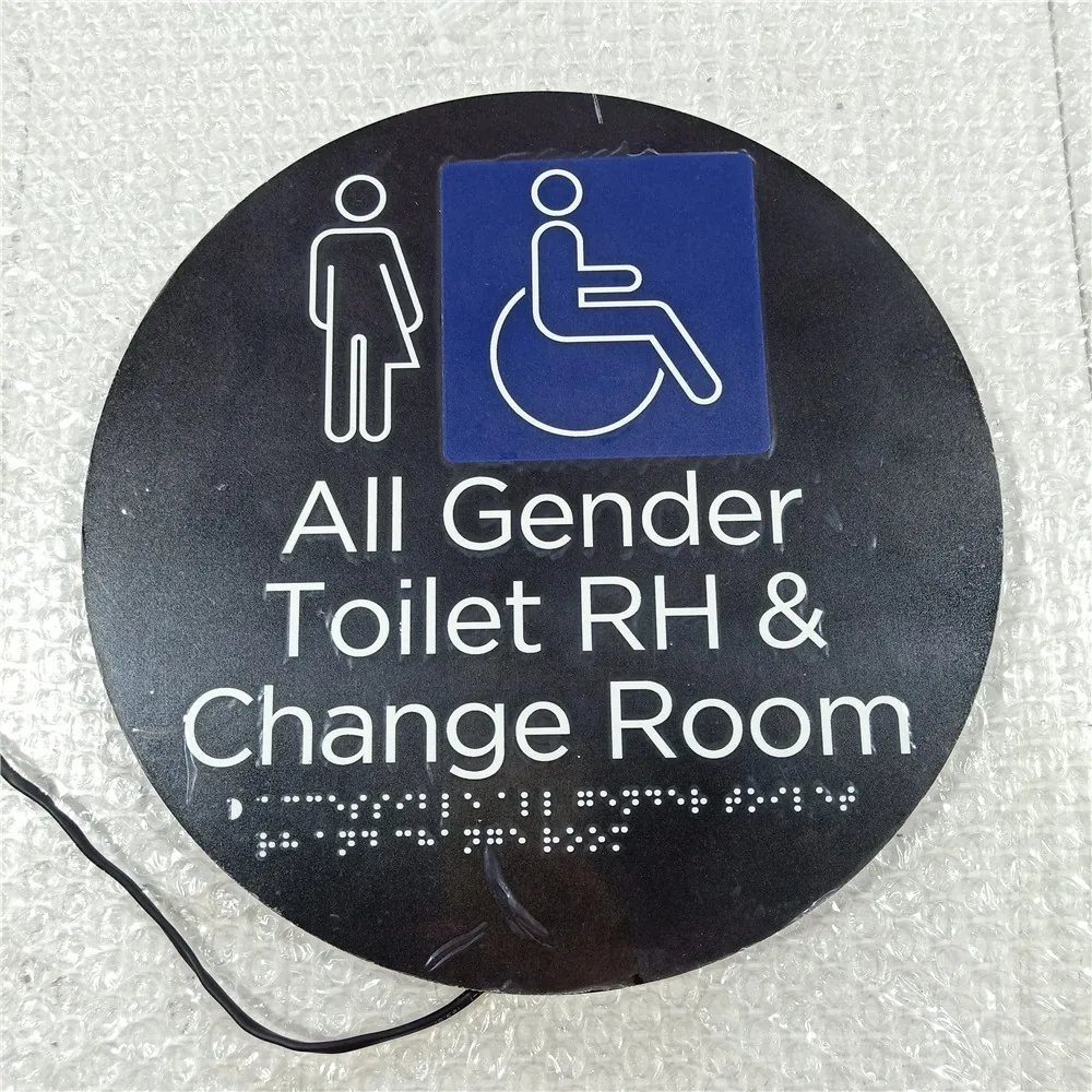 custom 3d backlit male stainless steel led toilet sign for