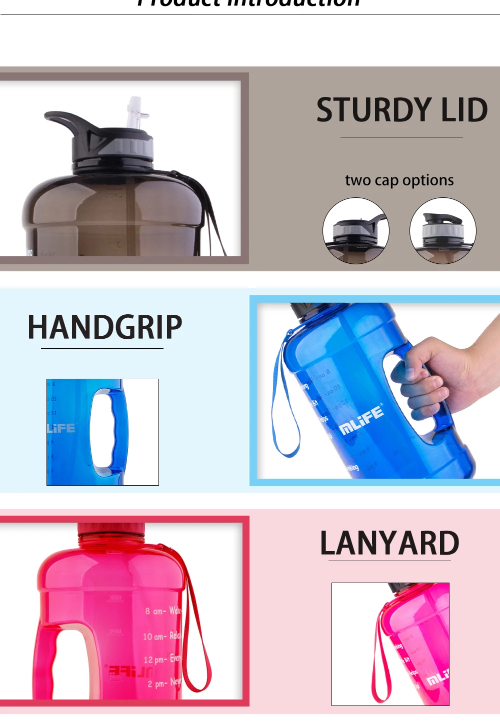 Bpa Free Reusable 128 Oz Large Capacity Gallon Sport Water Bottle With