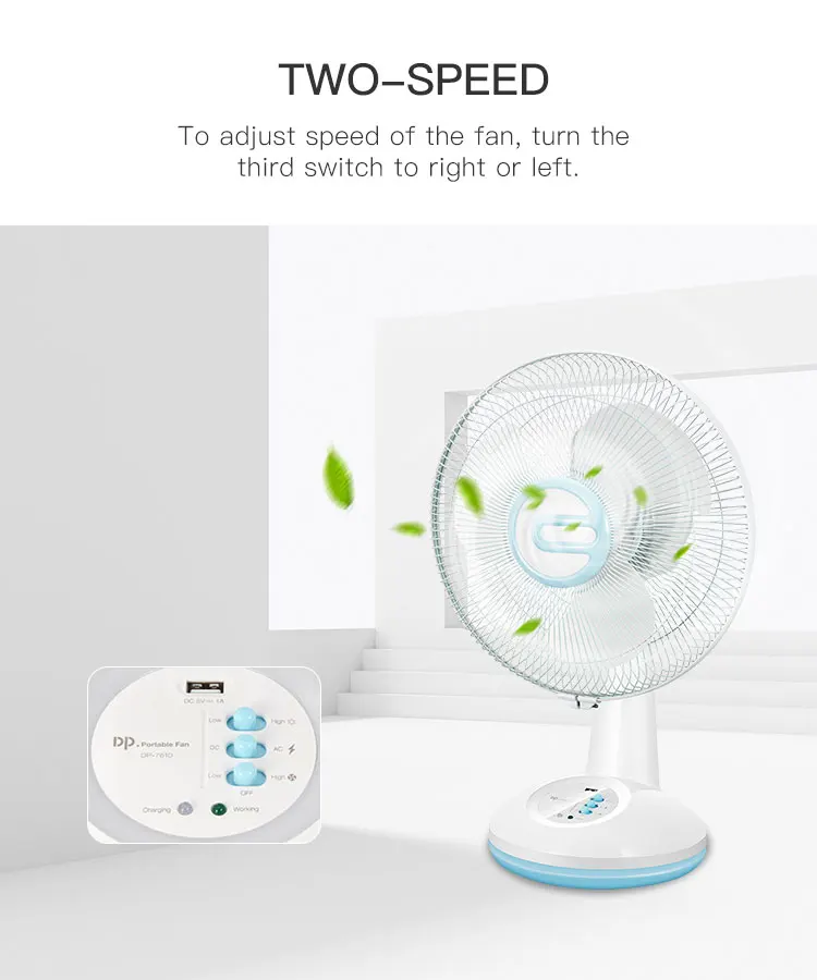 12 Inch Rechargeable Desk Table Fan With Led Light Table Fan With Usb