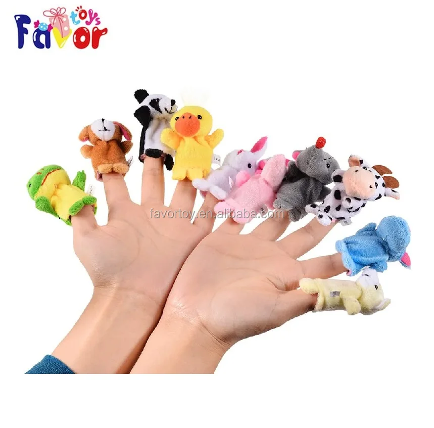 10pcs Animal Finger Puppets Set Soft Cartoon Velvet Dolls Props Toys for Baby 