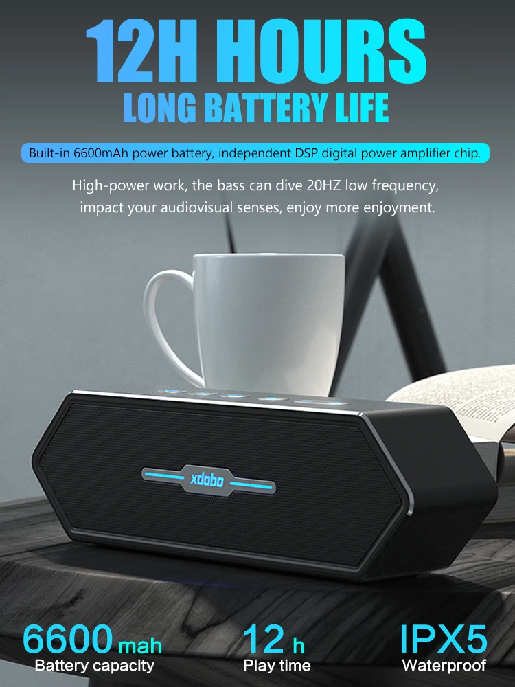 2021 Amazon Hifi Best Stereo Portable Outdoor Mini XDOBO 50W Waterproof IPX5 Shower Wireless Bluetooth Speaker - ANKUX.COM