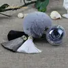 stabilized plants flower preserved rose with real Mink hair furball keychain key ring tassel