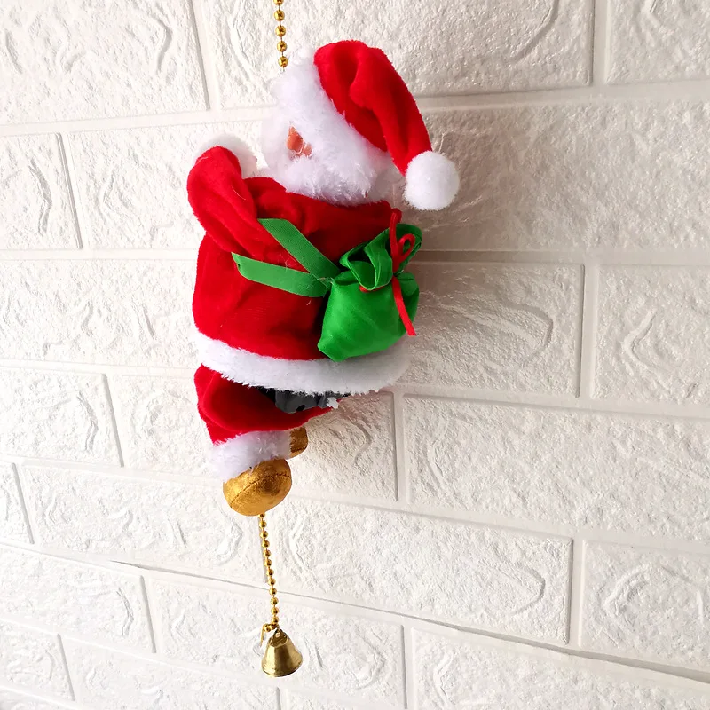 Santa Climbing Ladder Electric Santa Claus Climbing Rope Ladder Decoration Christmas Super Climbing Santa Plush Doll Toy