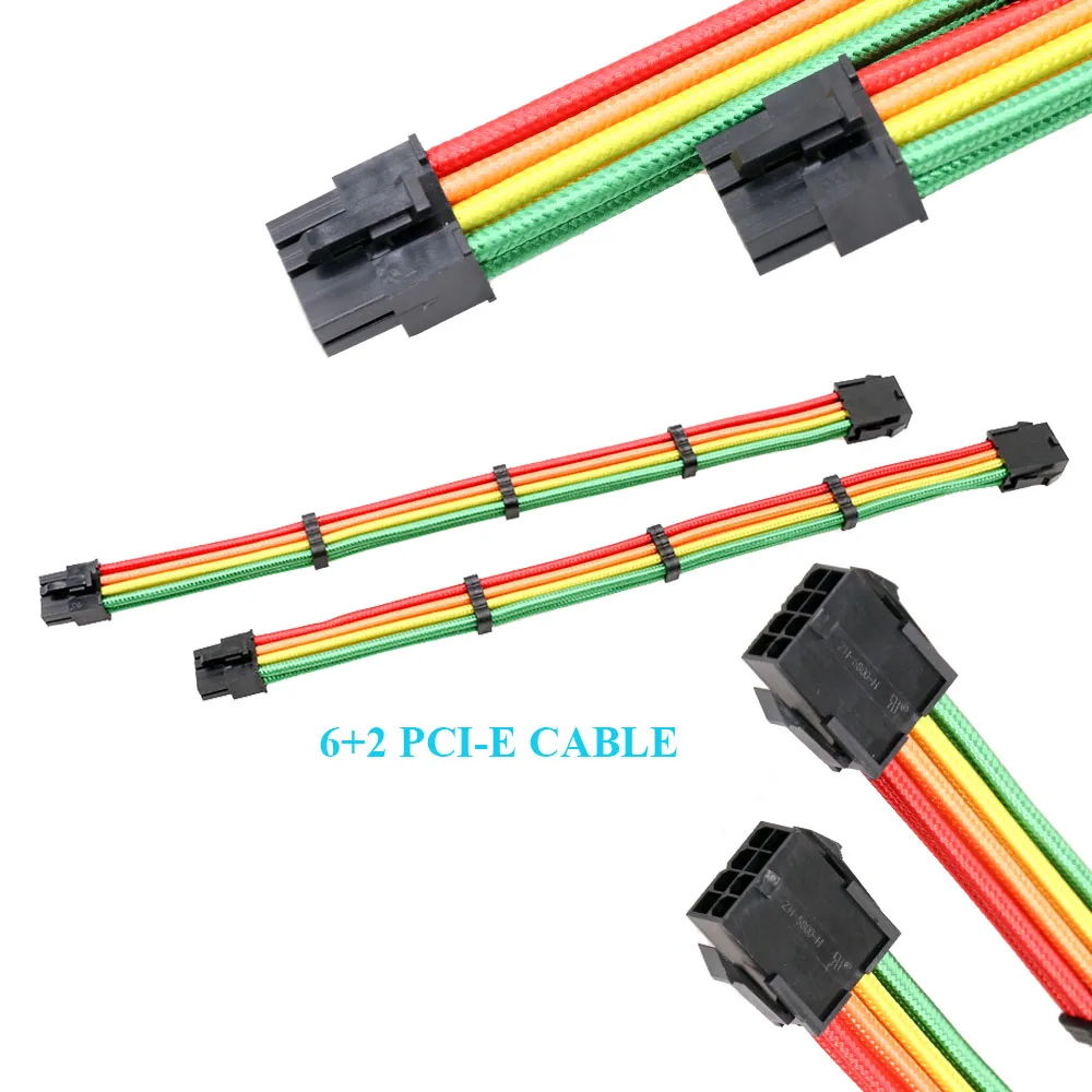 Power Supply Extension Cable Kit Atx 24 4+4 Eps 6+2 Pcie 6 Pcie 18awg