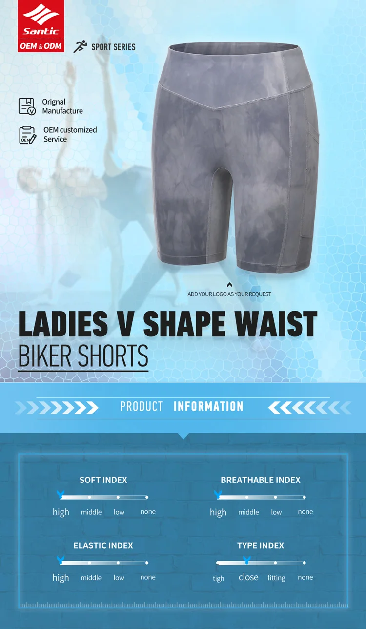 comfortable active stretch gray color tight Ladies Tie dyeing biker shorts for sell