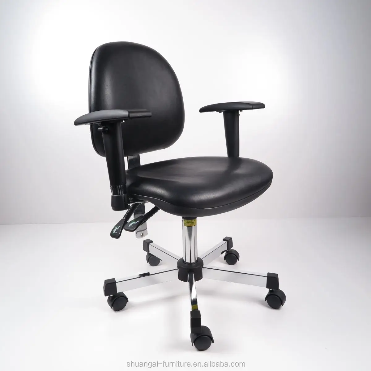 Pu Leather Arm Rest Esd Chair With Back Executive Rolling Office Chair