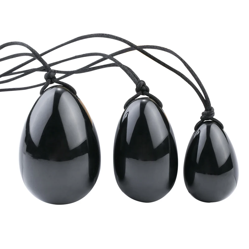 
Yoni Eggs Wholesale Natural Black Obsidian Jade Yoni Egg for Women Vaginal Exercise 
