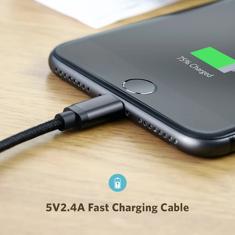 Original USB A 2.0 to 8Pin Data Cable with Nylon Braid 2.4A Fast Charging Cable for Iphone - ANKUX.COM
