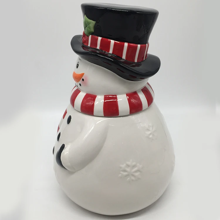 Wholesale Ceramic Holiday Treats Food Candy Snowman Cookie Jar