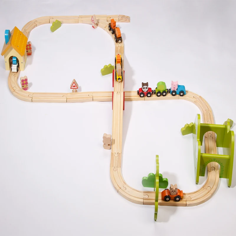 
Kids wooden train toys wooden magnetic mini Wooden track small train suit 
