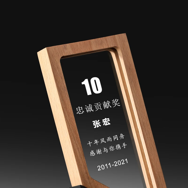 New Design Wooden Crystal Academic Trophy 10th/20th Anniversary Company Awards Laser Engraved Decorative Sports Music Model factory