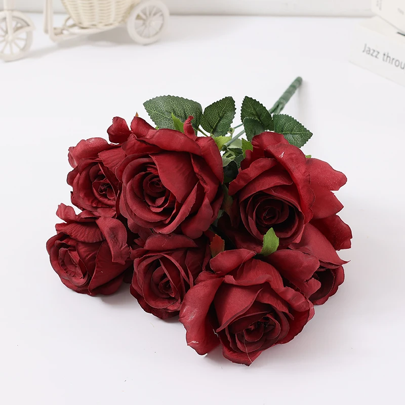 Artificial 7headed Rose Home Garden Decoration Plants Wholesale