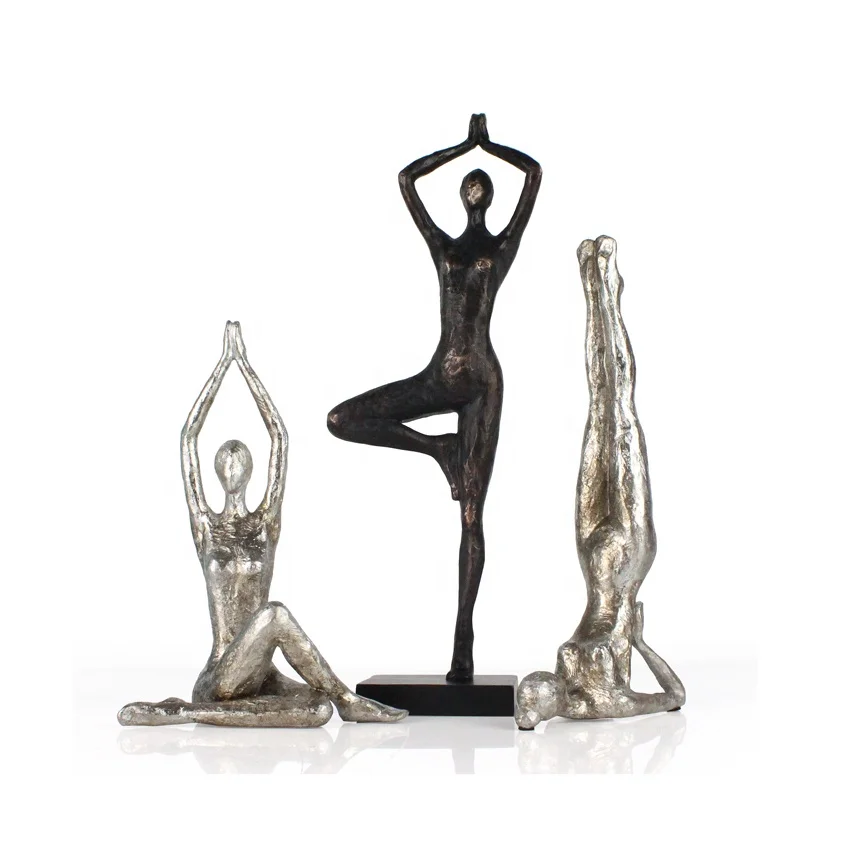 Resin Artificial Sports Yoga Lady Sculpture Small Figure Tabletop Accessories Foe Home Home Decoration Antique Imitation Europe details