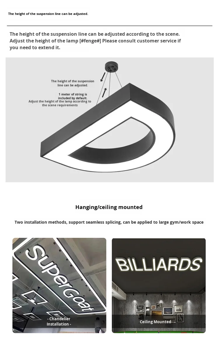 product custom led number  letter pendant ceiling light personalized creative design for billiard mahjong  chess rooms for living room-18