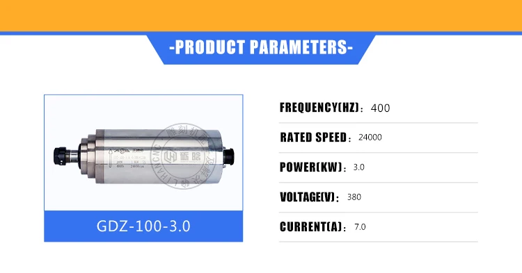 100mm diameter 3kw  water cooled spindle motor  with collect ER20 for cnc router