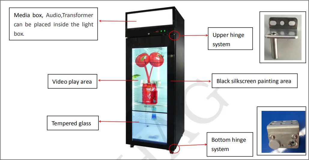 transparent LCD screen refrigerator glass door /video display glass door refrigerator