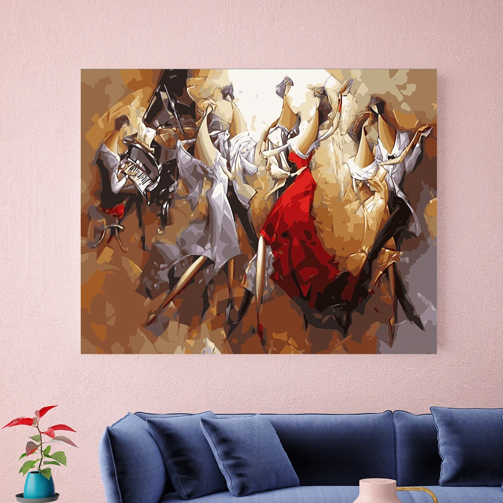 抽象人物数字油画diy成人艺术舞蹈人数字油画家庭装饰画