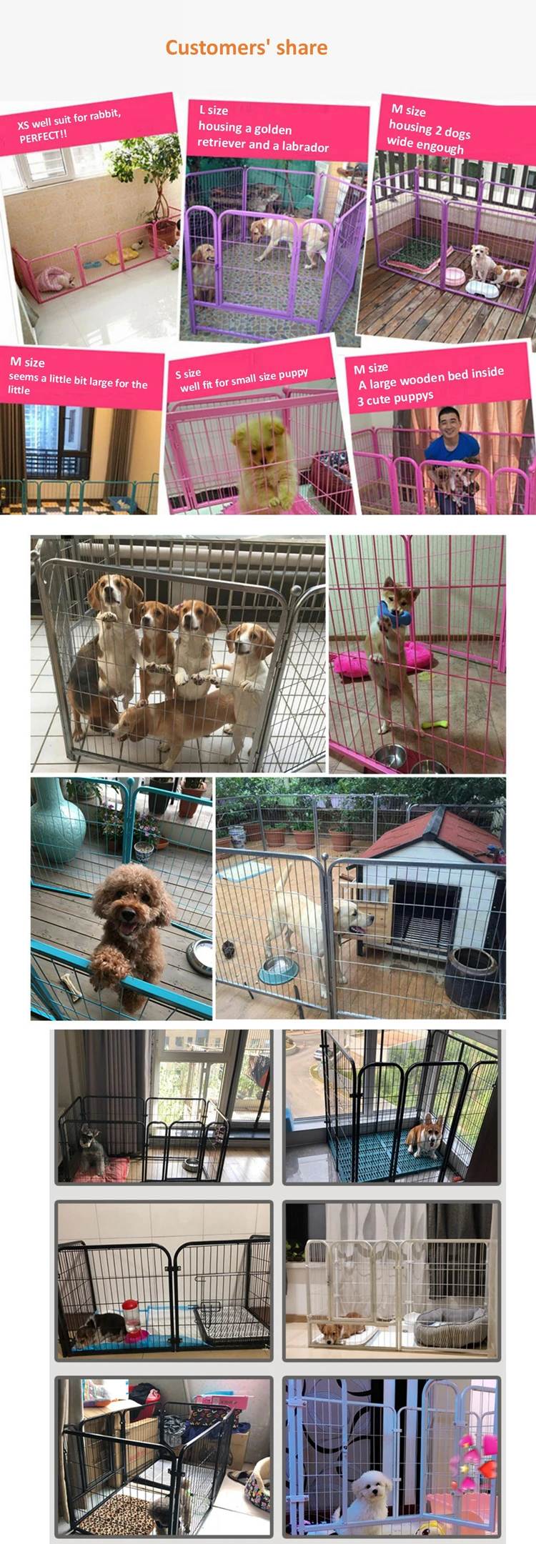 5 Sizes Galvanized Iron 6-panels Heavy Duty Playpen Dog Outdoor Play Pen 170105