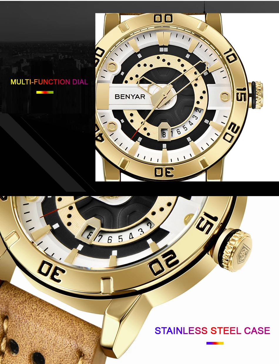  Benyar BY-5150M Luxury Men's Watches in Ultra Thin
