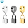 New arrivals unique design stainless steel lock drop clip-on earring for men women