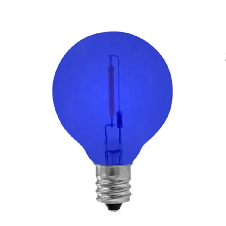 Retro Edison LED G-style Light Bulb G50/G16.5 Globe Filament Lamp clear glass blue color