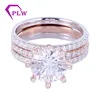 Bridal Ring 3 in 1 Set Matching Band 1.5CT Moissanite Engagement Ring Eight Prongs Setting 18K White gold/Rose Gold