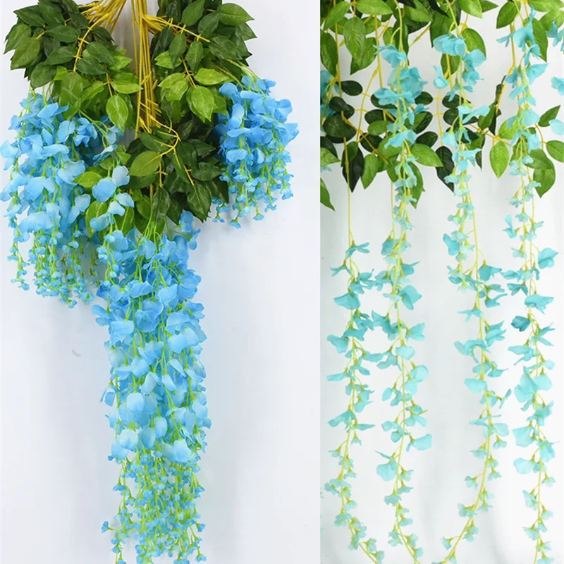 Cheap Decorative Plastic Vine Long Stem Silk White Wisteria Flowers ...