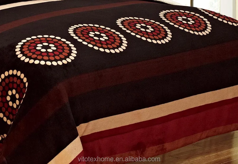 Borrego Blanket 3pc Set Reversible Printed Flannel Fleece With Soft