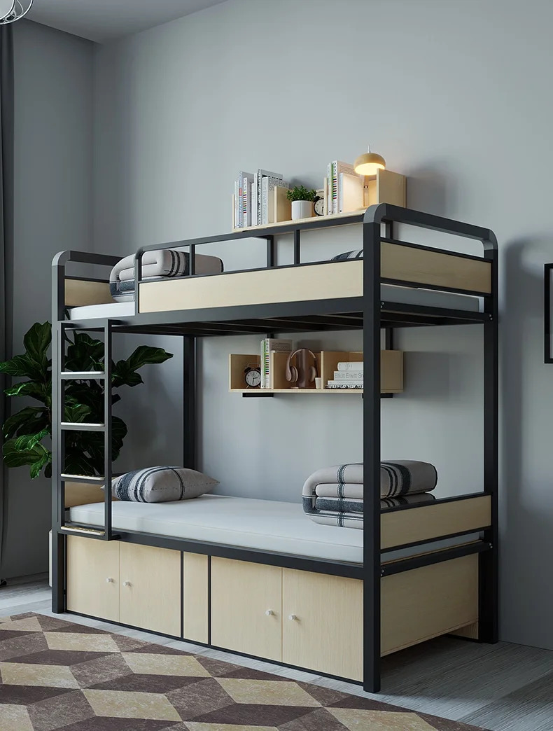 product modern two layer conjoined bunk iron bed student dormitory metal bunk bed-13