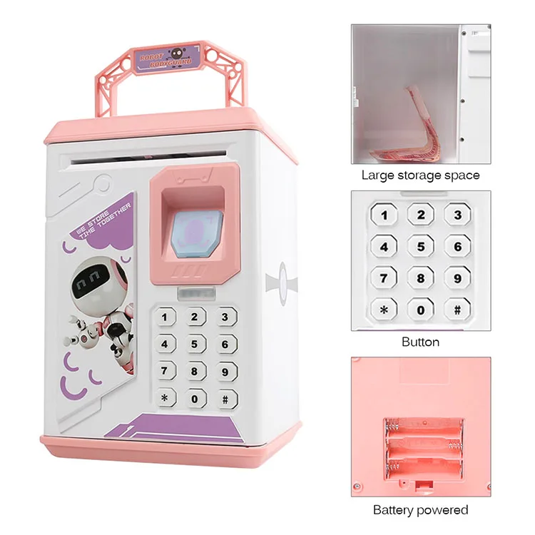 Creative Fingerprint Electronic Piggy Bank Atm Password Coin Money Box