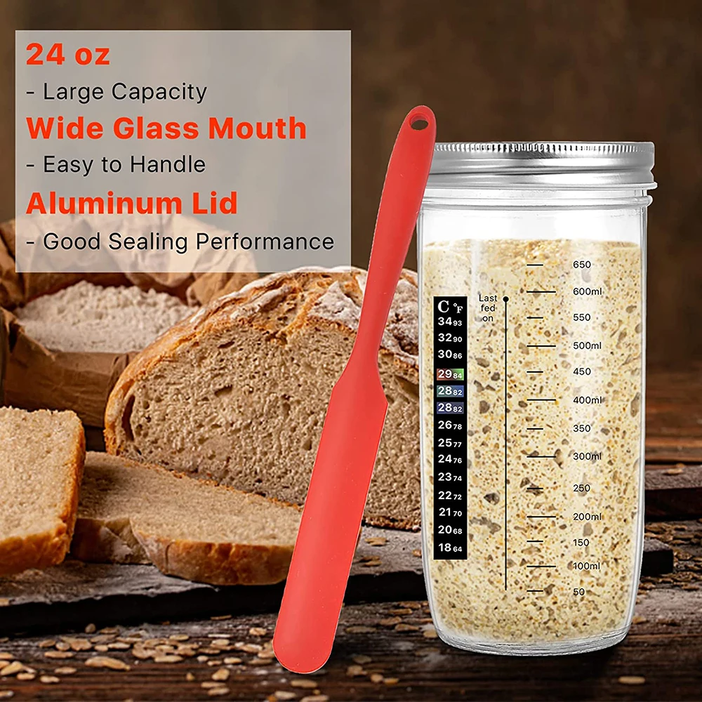 24 Oz Wide Mouth Sourdough Container Sourdough Starter Kit With ...