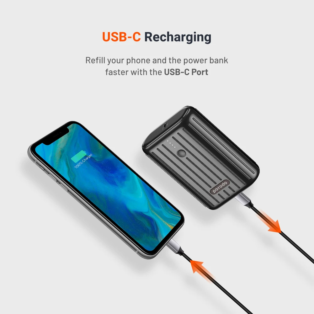 Porodo 10000mah Pd & Qc Luggage Power Banks Unique Design Quality Tested Intelligent Ic Over
