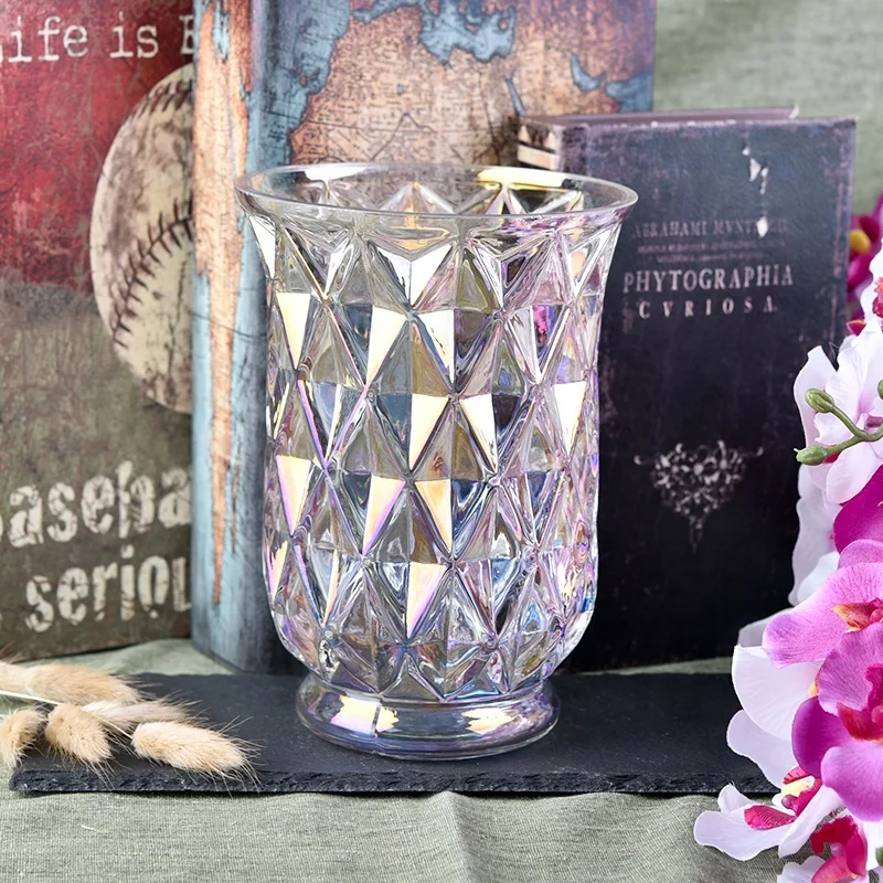 Geo personalized high crystal candle container votive glass candle jars wedding occasion wholesale