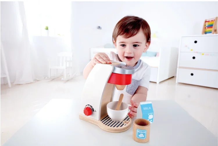 Hape Children Pretend Play Solid Kitchen Accessories Kids Wooden Coffee ...