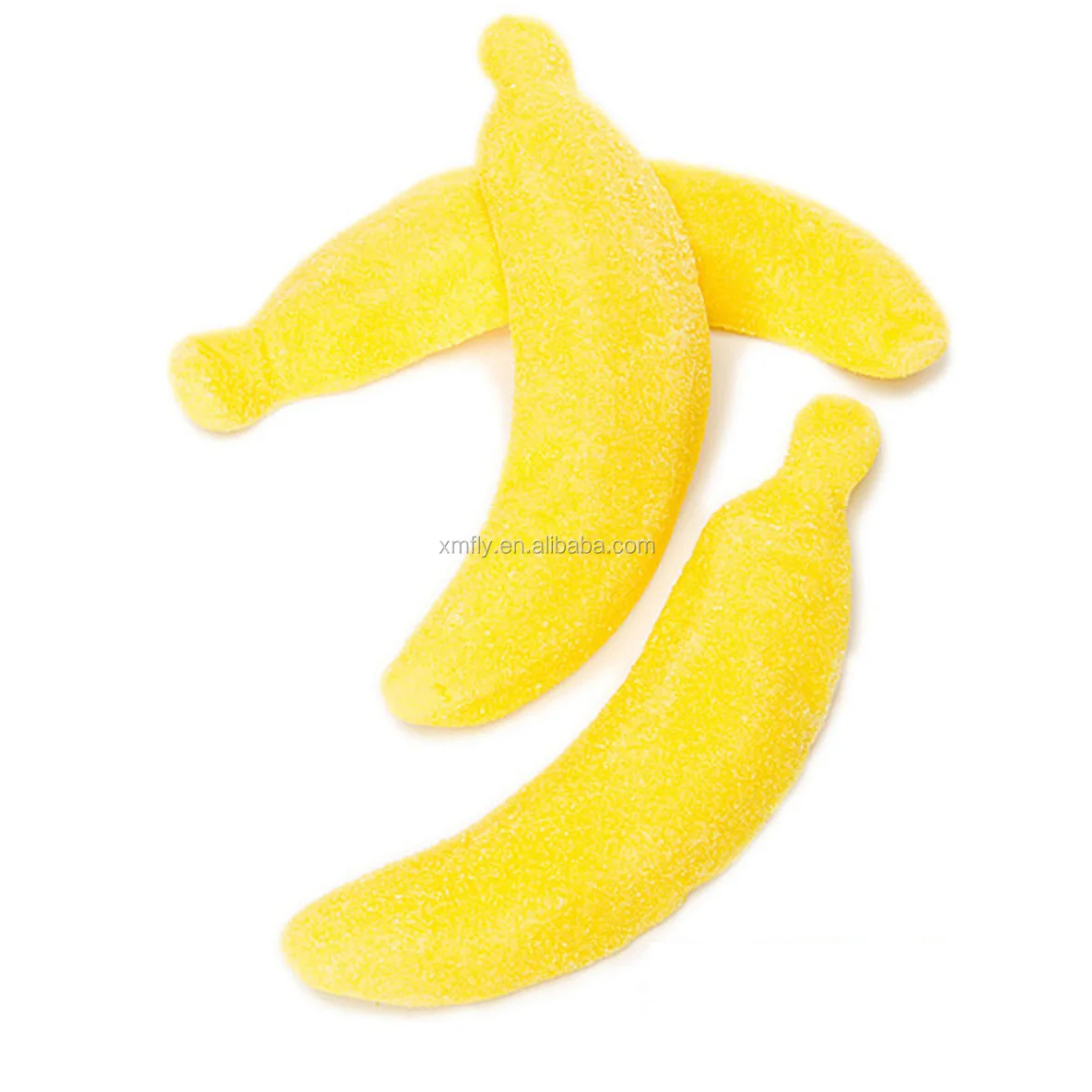 Yummy Banana Shape Sugar Coated Bulk Soft Gelatine Gummy Banana Candy